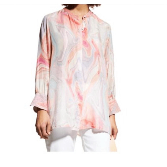 Johnny Was Silk Top Pink Multi Boho Tunic - Picture 13 of 13